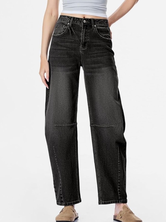 Sidefeel Denim - Women's Barrel Jeans Wide Leg Vintage Mid Rise Y2k Baggy Boyfriend Denim Pants